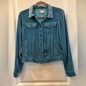 Sundance Britny blue/ teal wren crushed Velvet Jacket silk blend XS NWOT